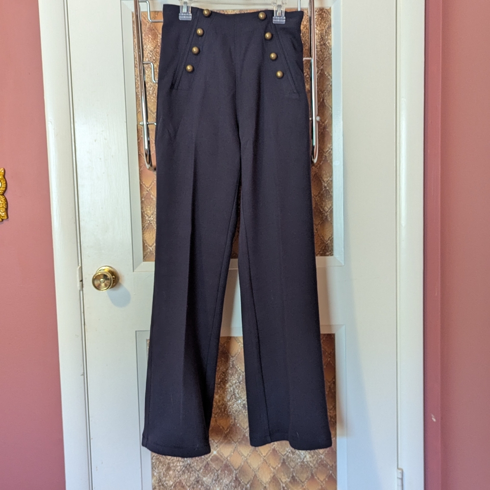 Navy High-Waisted Sailor Pants